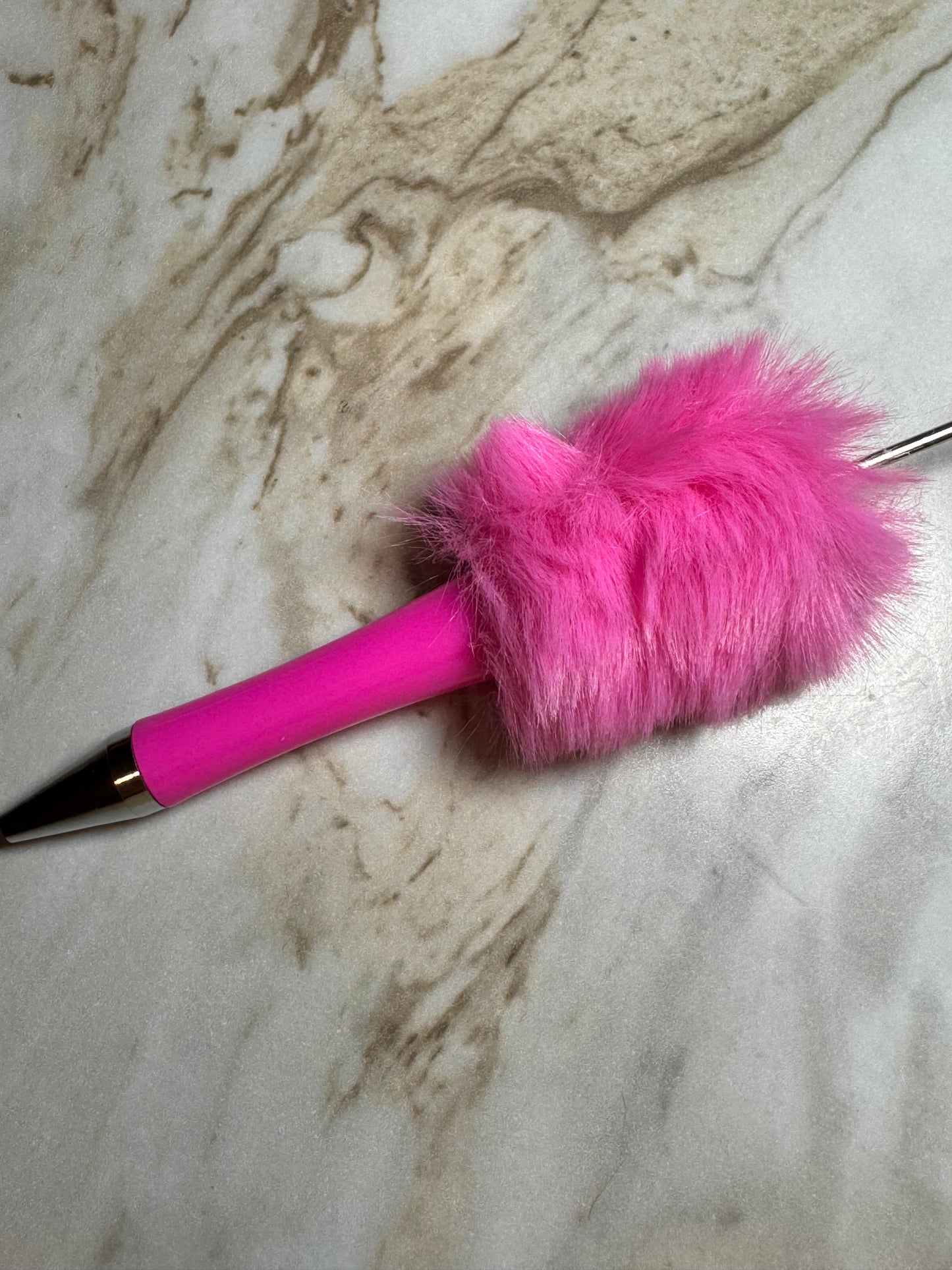 Fuzzy Plush Beadable Plastic Pen