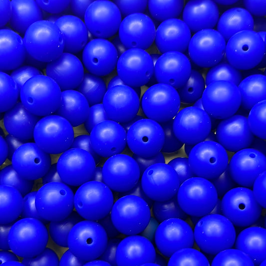 Royal Blue 15mm Solid Color Silicone Bead