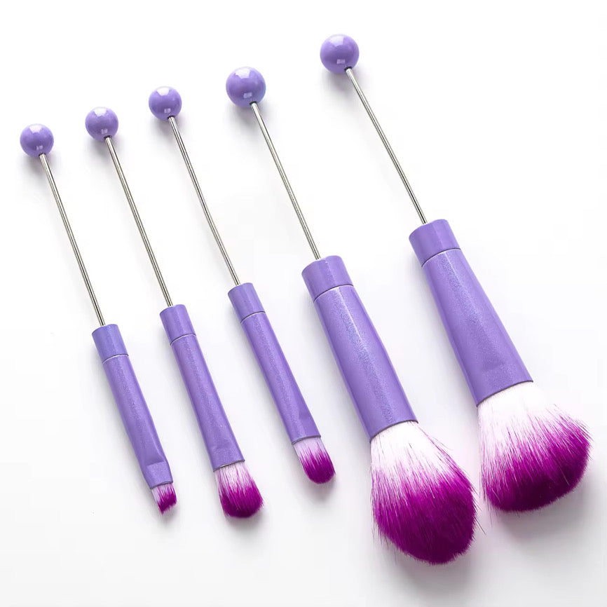 Purple Beadable Makeup Brush set of 5