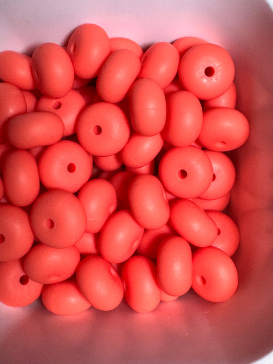 Pink Punch 14mm Solid Color Abacus Silicone Bead