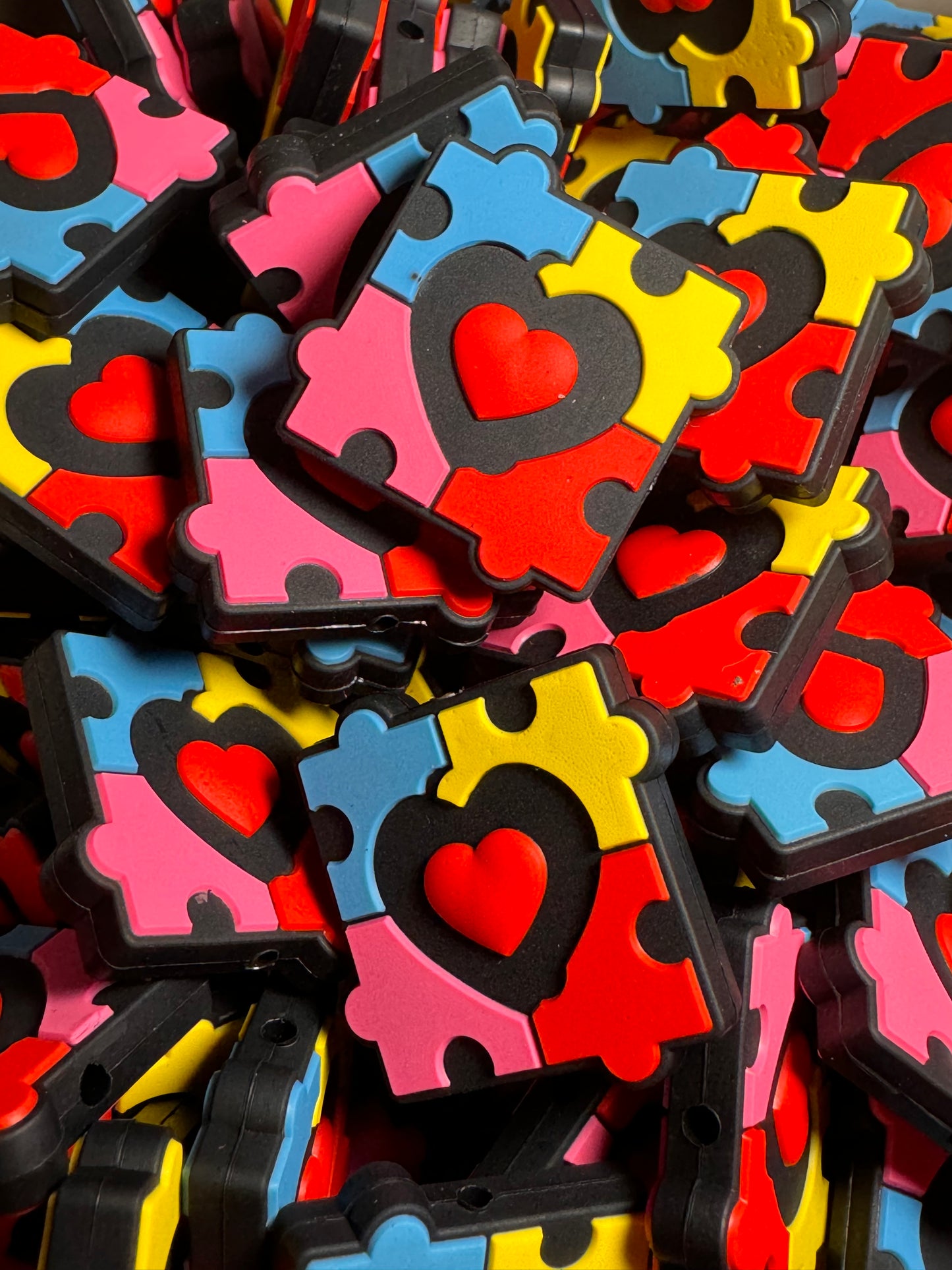 Heart Puzzle Piece Silicone Focal