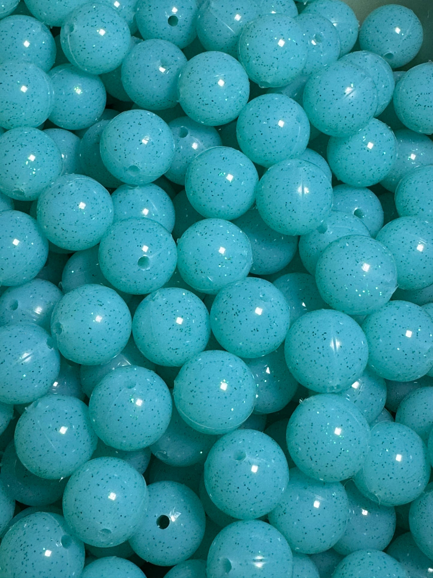 Turquoise 15mm Jelly Glitter Bead