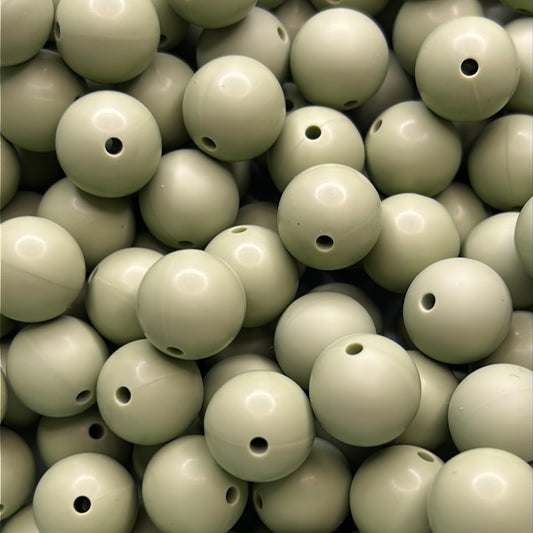 Sage Green 15mm Solid Color Silicone Bead