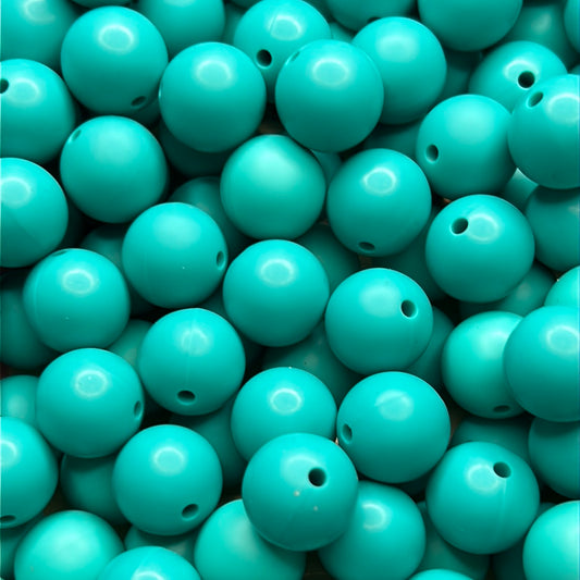 Turquoise 15mm Solid Color Silicone Bead