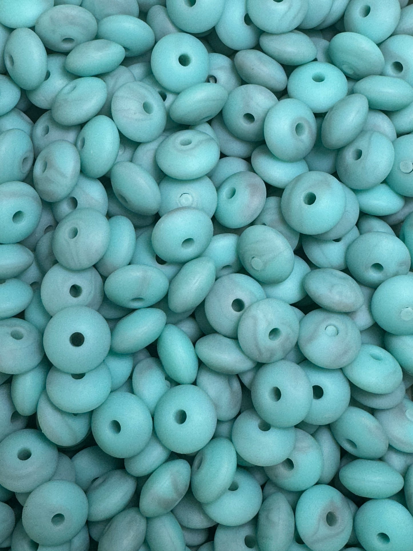 Teal Swirl 12mm Solid Color Lentil Silicone Bead