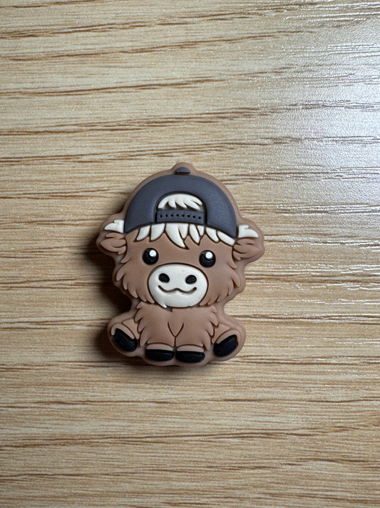 James the Cow with Gray Hat Silicone Focal