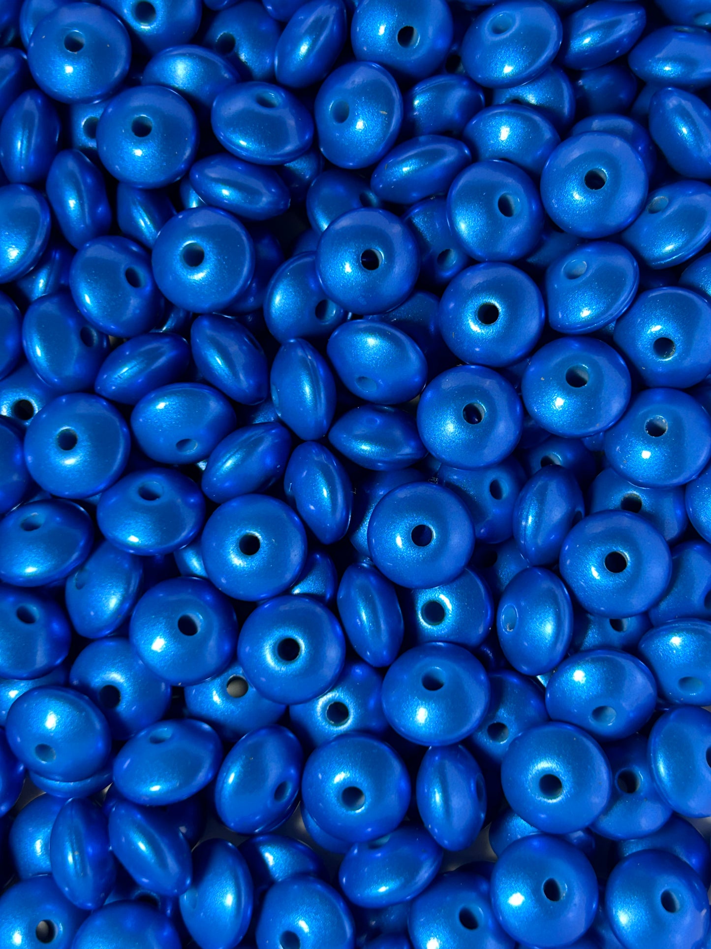 Blue 12mm Metallic Lentil Bead