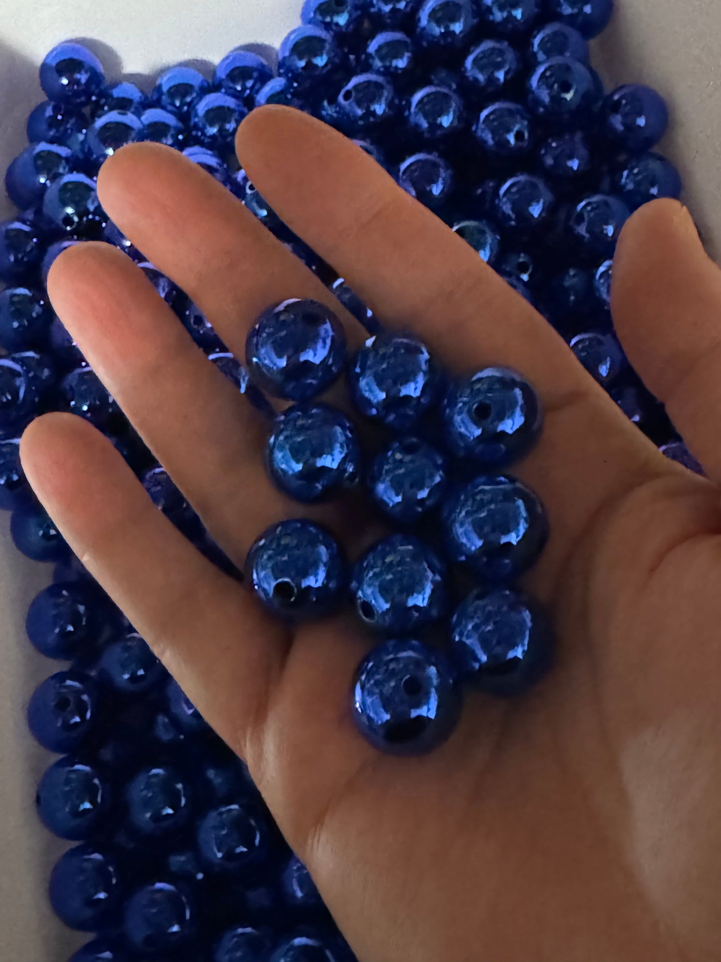 16mm Blue Chrome Acrylic Bead