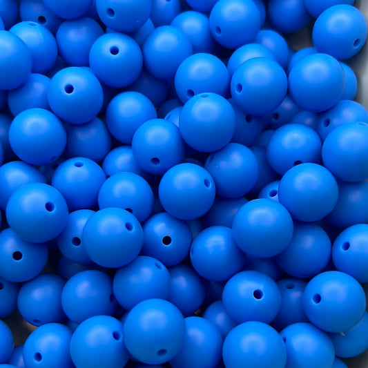 California Blue 15mm Solid Color Silicone Bead