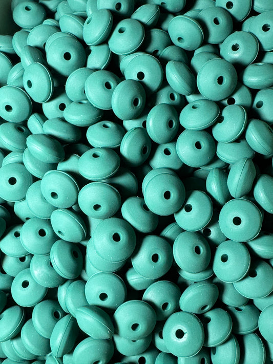 Hunter Green Custom 12mm Solid Color Lentil Bead