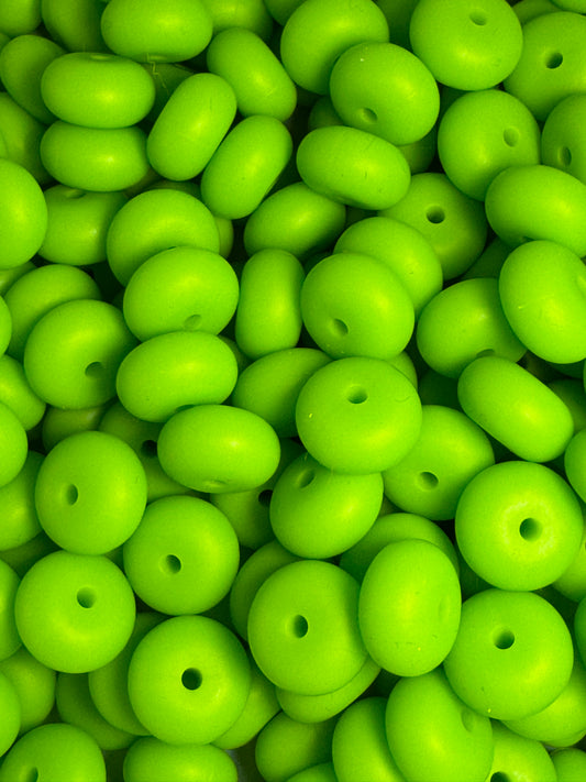 Lime Green 14mm Solid Color Abacus Silicone Bead