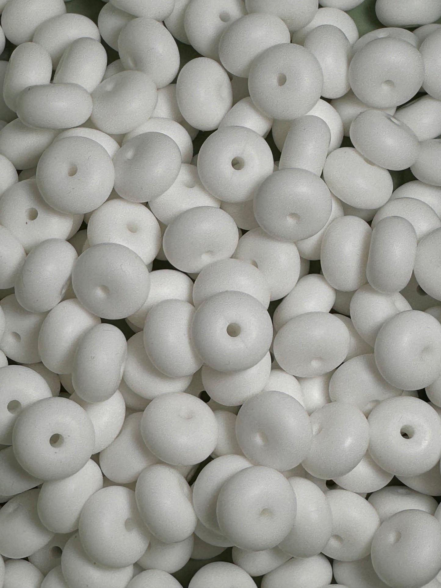 White 14mm Solid Color Abacus Silicone Bead