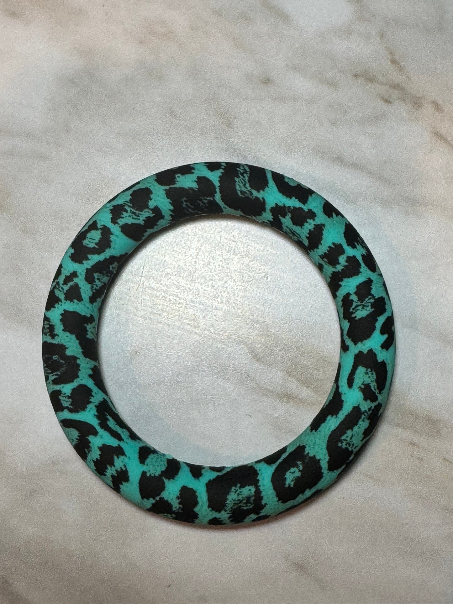 Green Cheetah 65mm Printed Silicone Ring