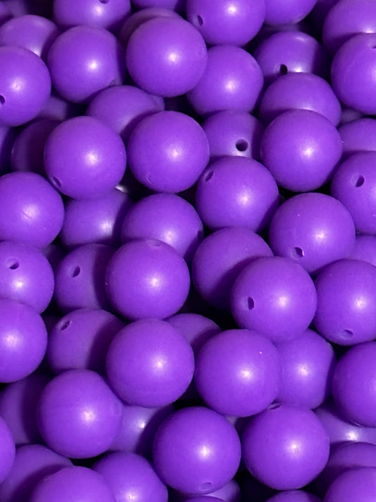 Eggplant 15mm Solid Color Silicone Bead