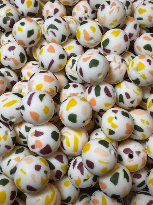 Boho Terrazzo 15mm Printed Silicone Bead