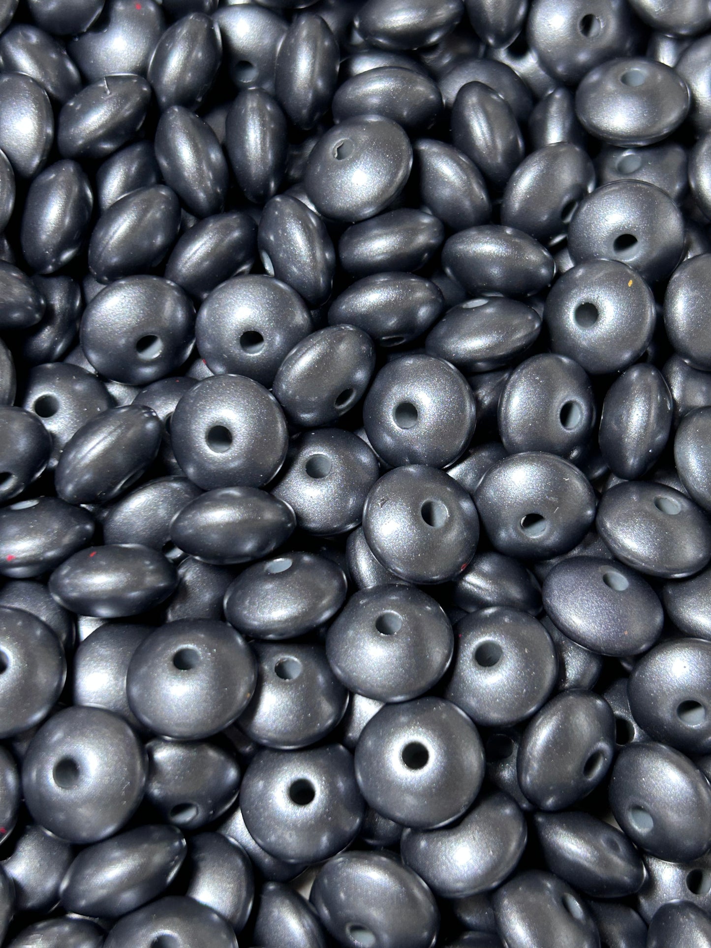 Black 12mm Metallic Lentil Bead