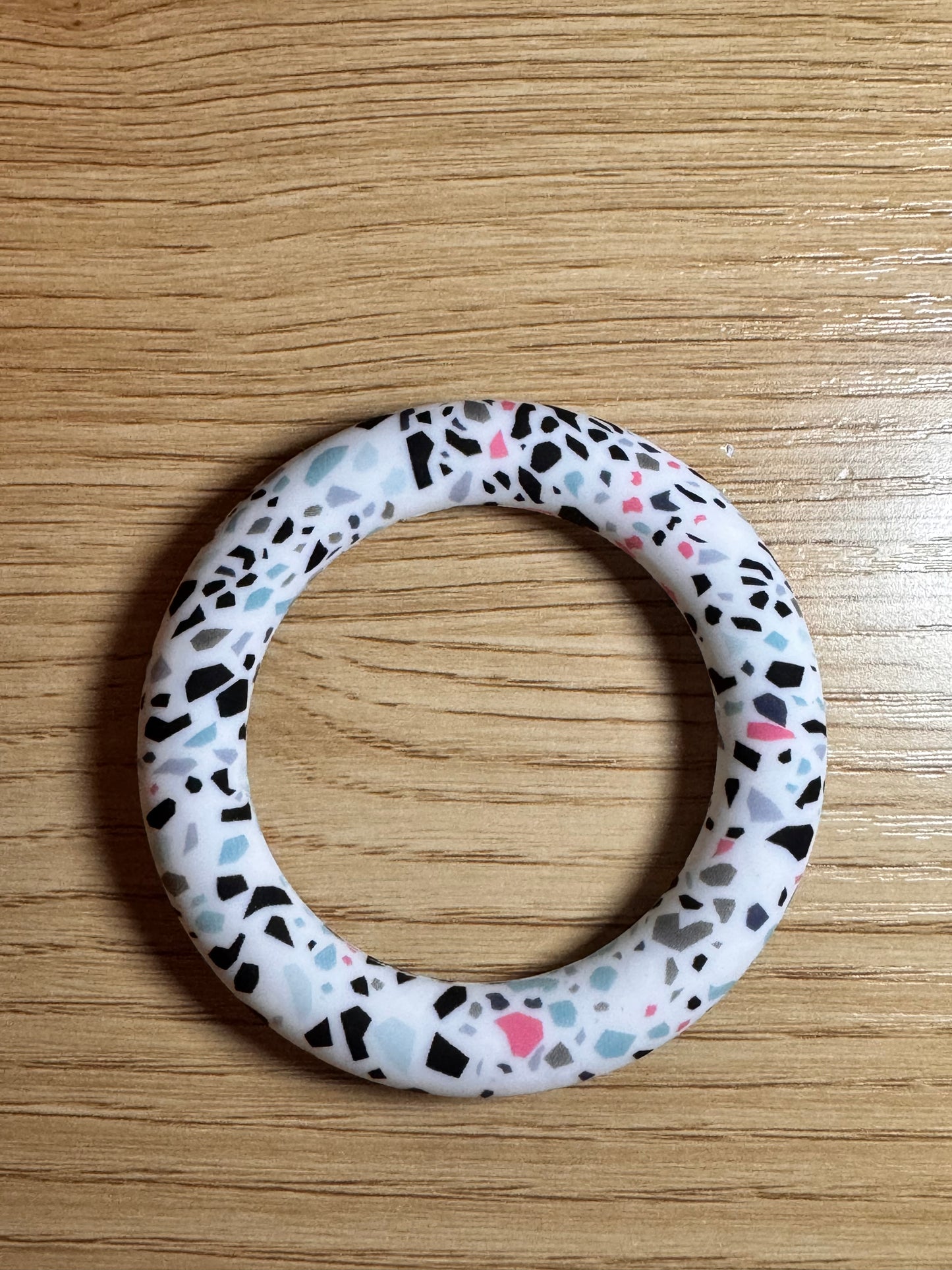 White Terrazzo 65mm Printed Silicone Ring