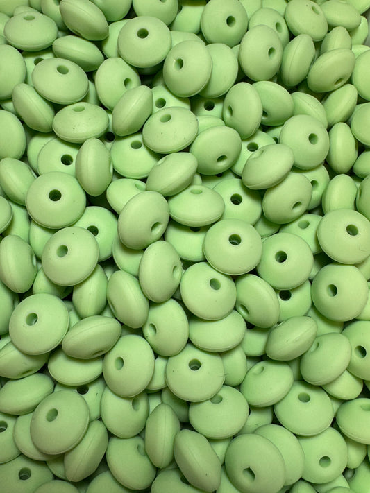 Minty Green Custom 12mm Solid Color Lentil Bead