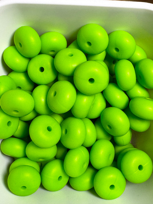 Chartreuse 14mm Solid Color Abacus Silicone Bead