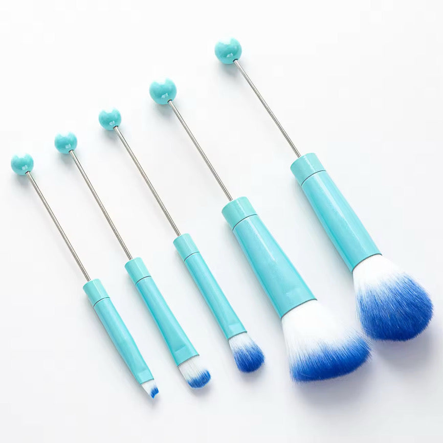 Light Blue Beadable Makeup Brush set of 5