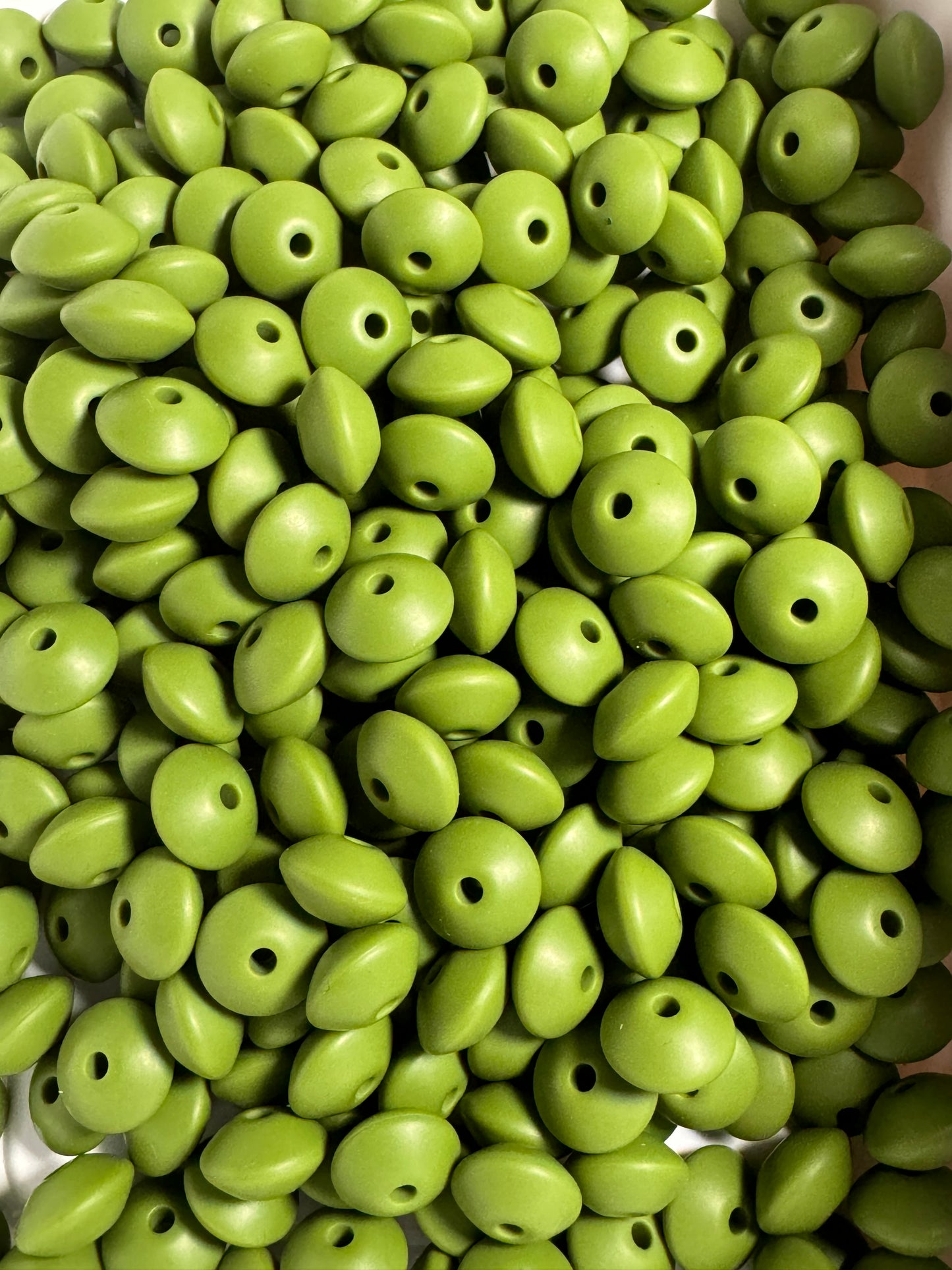 Dark Green 12mm Solid Color Lentil Silicone Bead