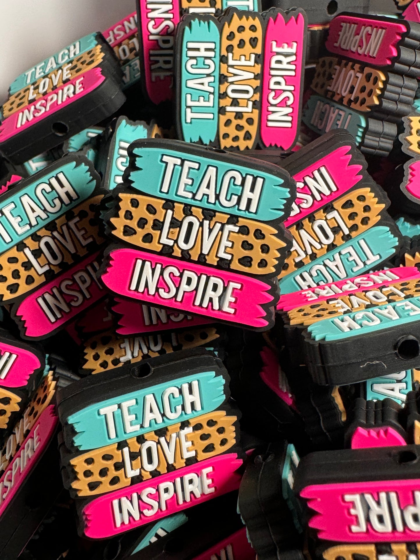 Teach Love Inspire Stacked Silicone Focal