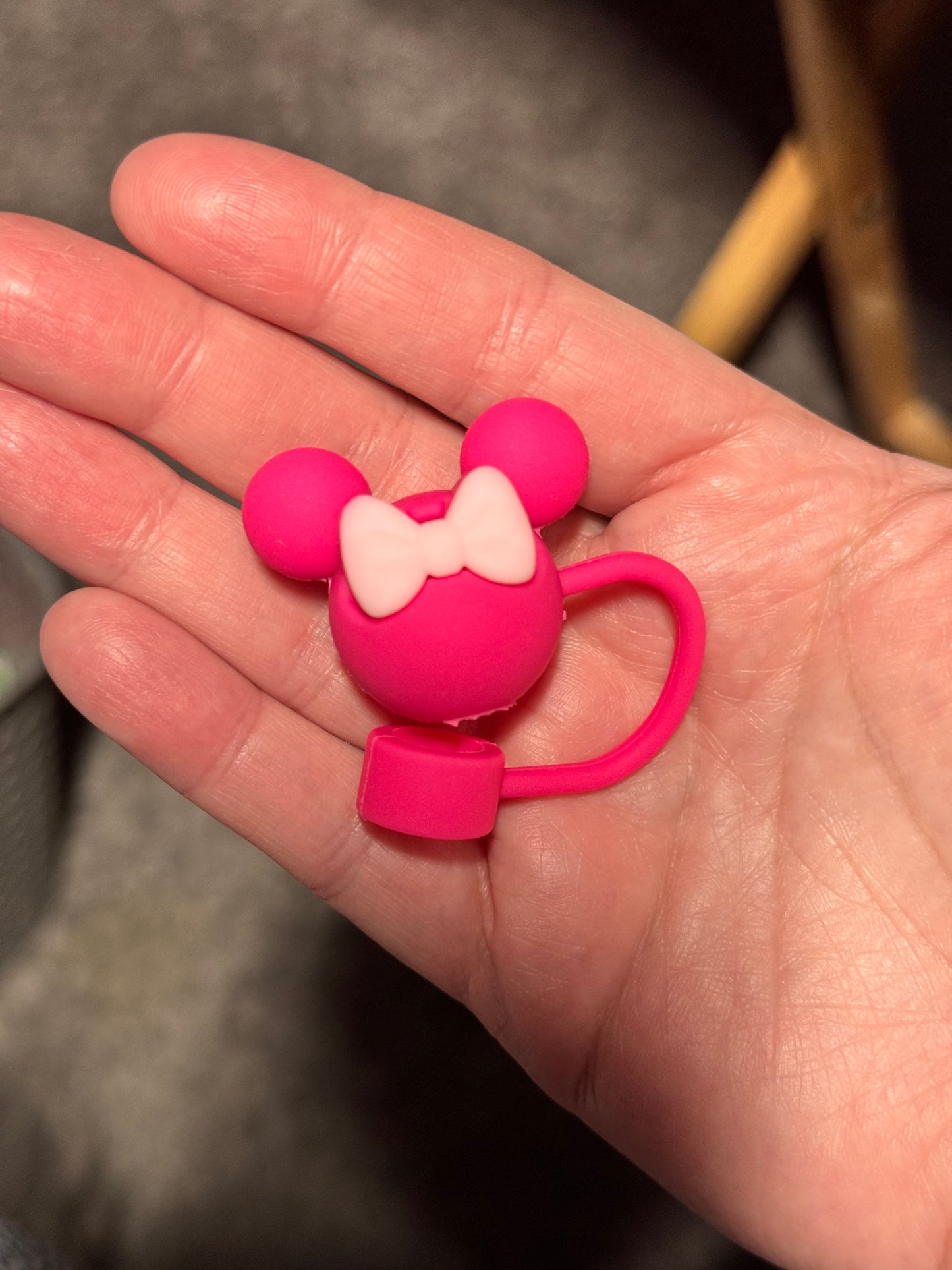 Mouse Head with Bow 3D Straw Topper