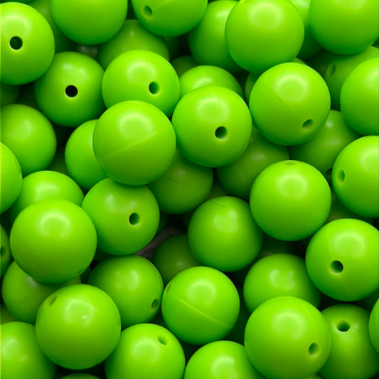 Chartreuse Green 15mm Solid Color Silicone Bead