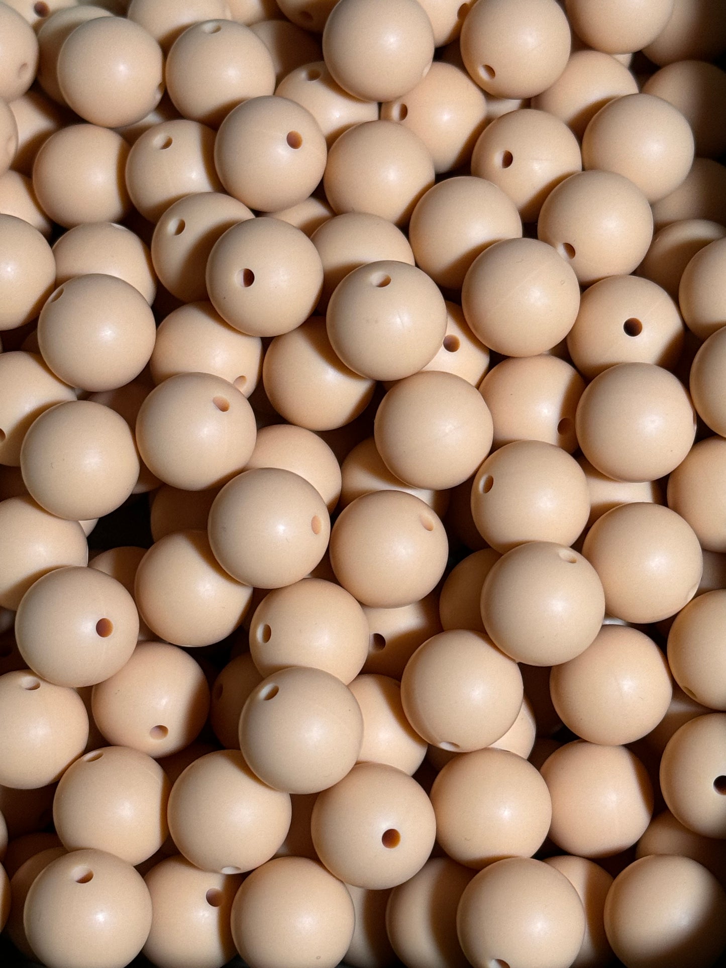 Beige 15mm Solid Color Silicone Bead