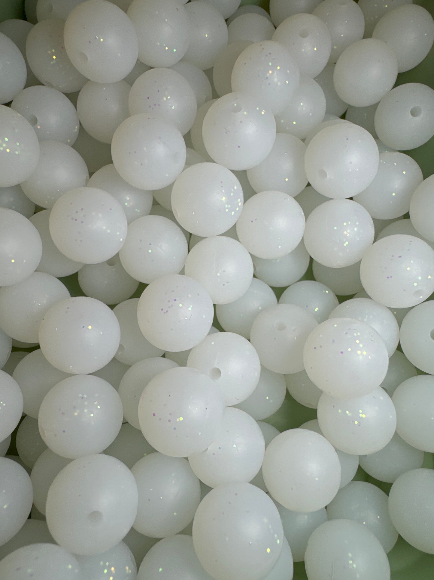 White 15mm Glitter Bead