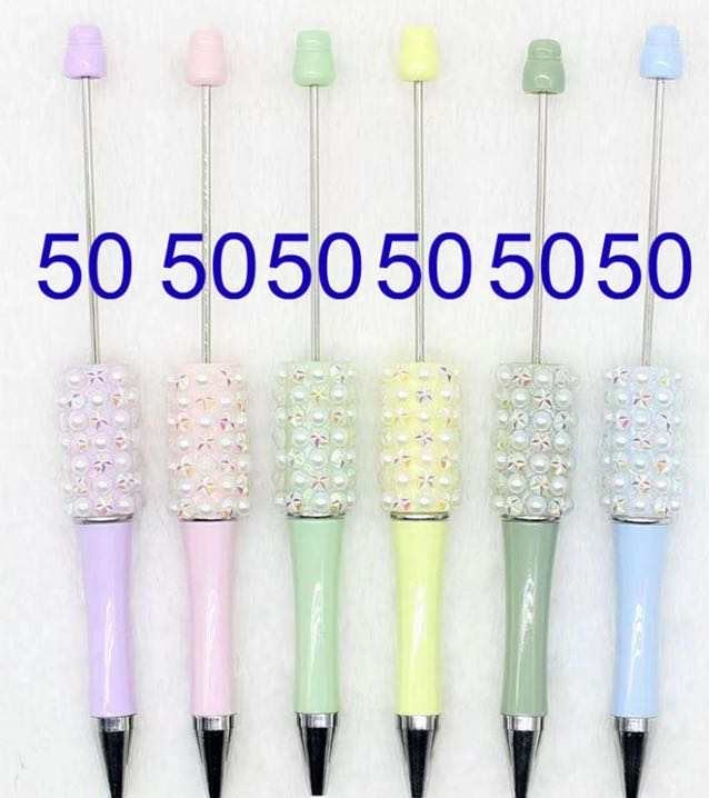 Pearl Wrapped Beadable Plastic Pen