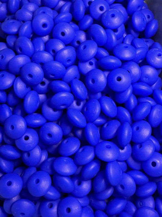 Royal Blue 12mm Solid Color Lentil Bead