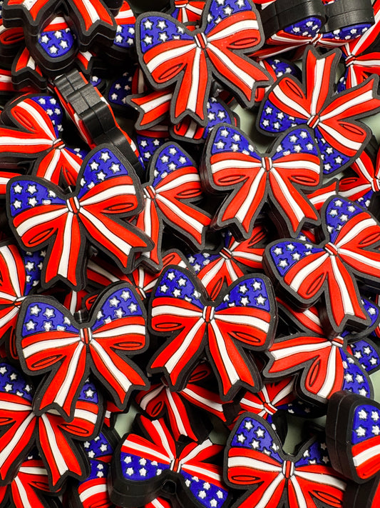 Red,White,and Blue Bow Silicone Focal