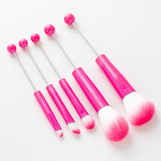 Hot Pink Beadable Makeup Brush set of 5