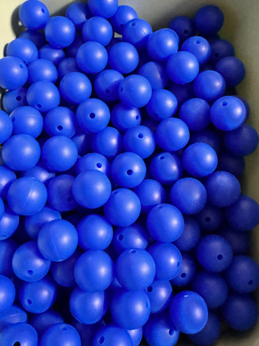 Light Royal Blue 15mm Solid Color Silicone Bead