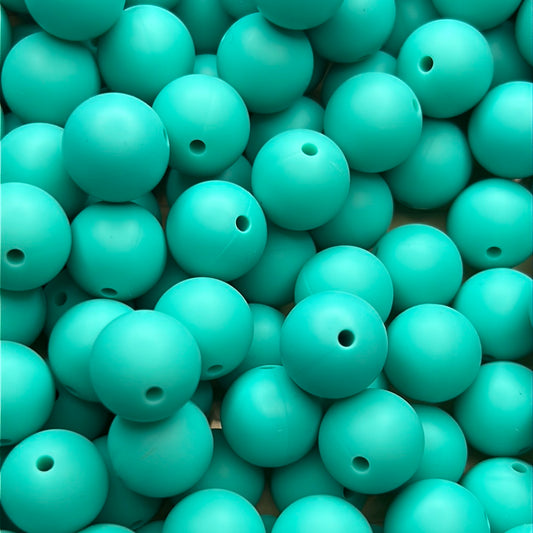 Sea Green 15mm Solid Color Silicone Bead