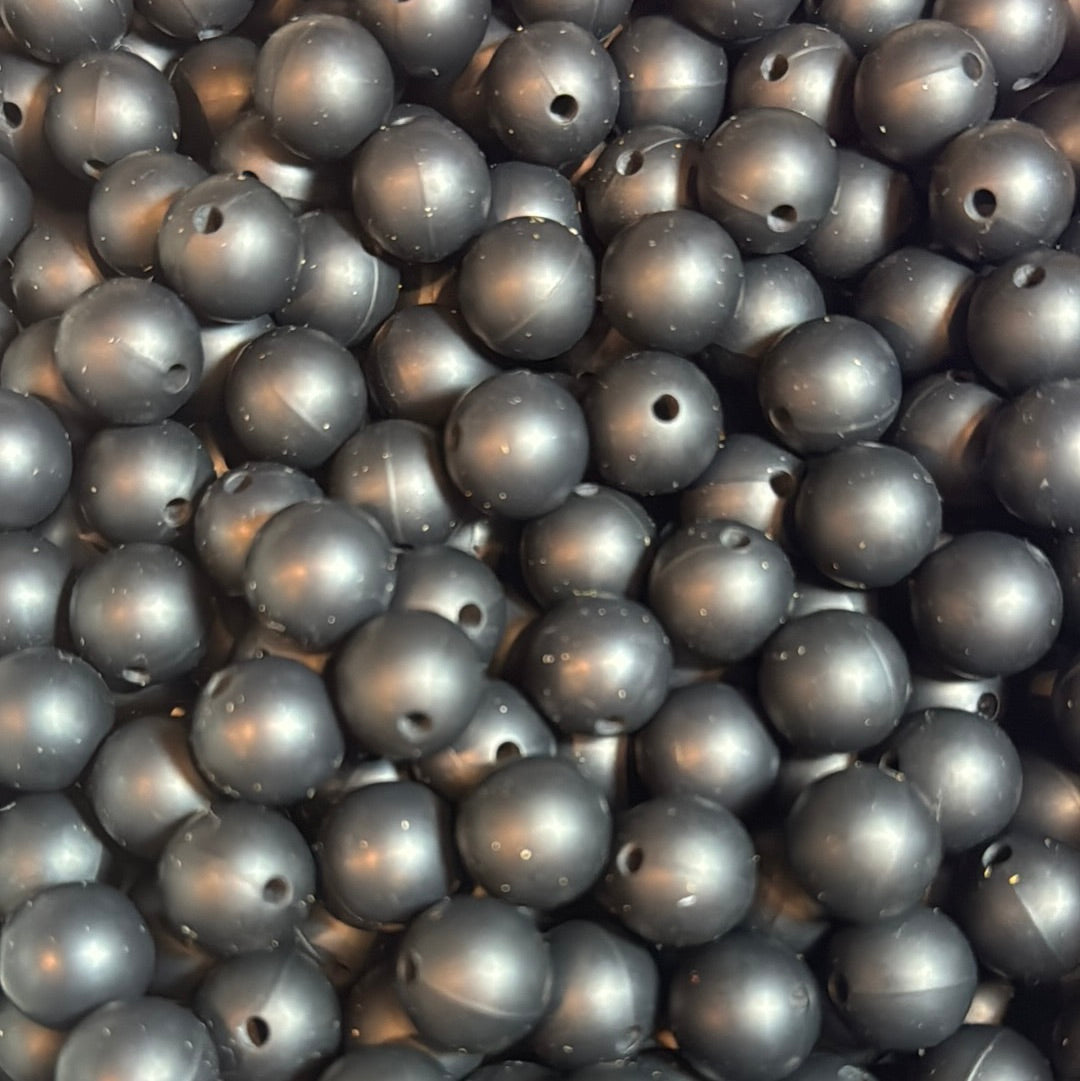 Black 12mm Solid Color Round Bead