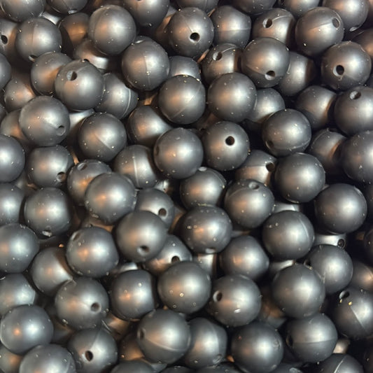 Black 12mm Solid Color Round Bead