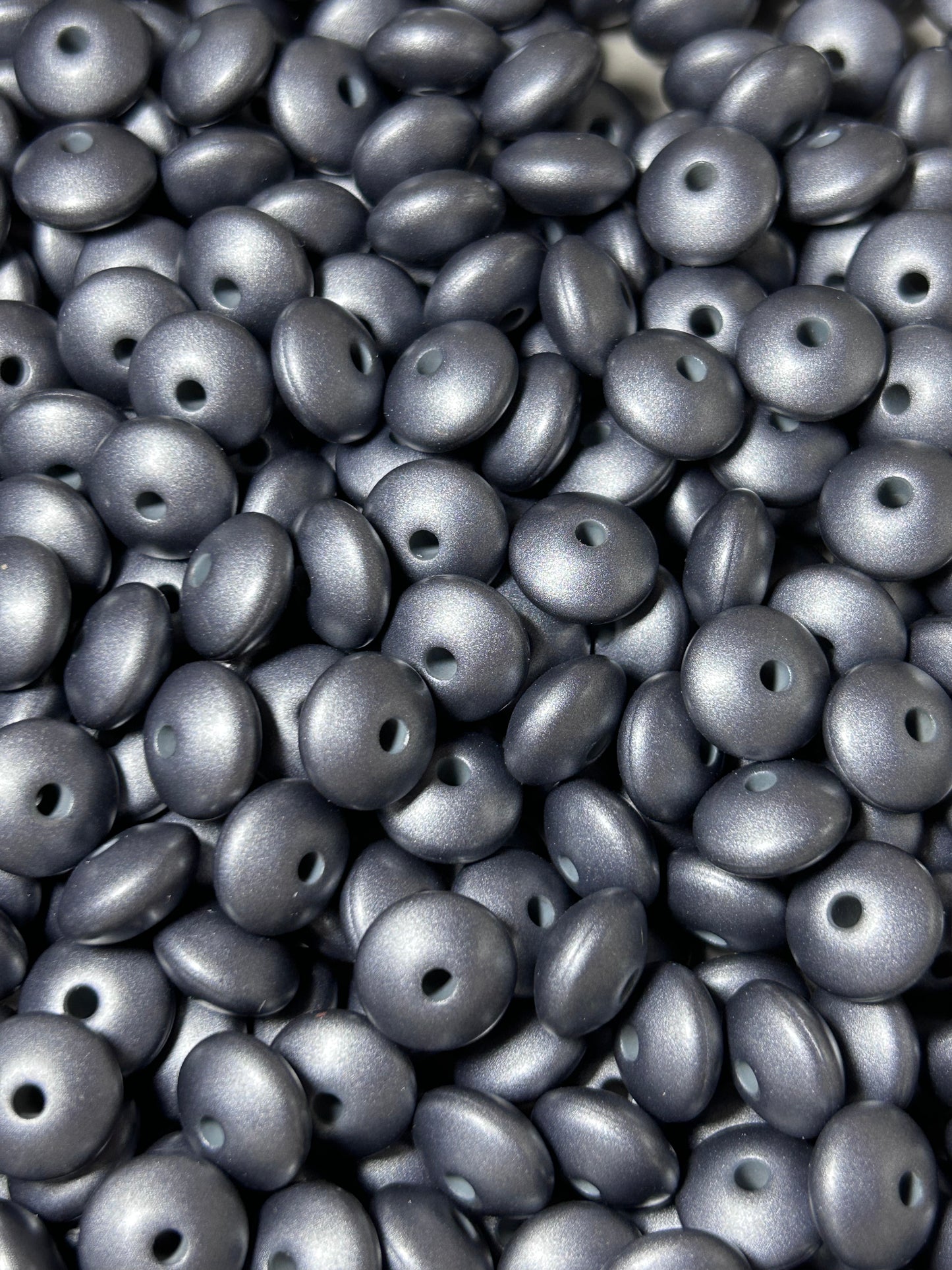 Silver 12mm Metallic Lentil Bead