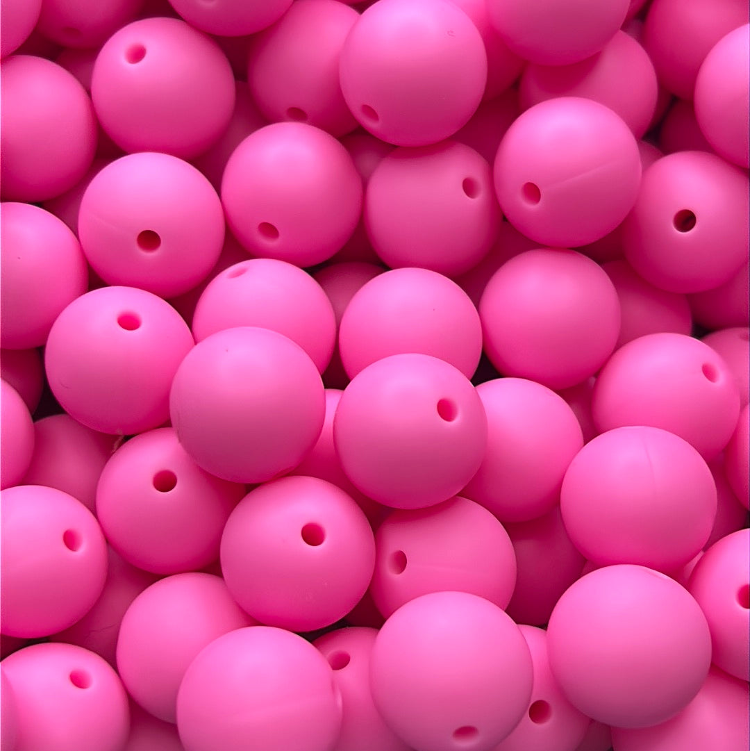 Bubblegum Pink 15mm Solid Color Silicone Bead