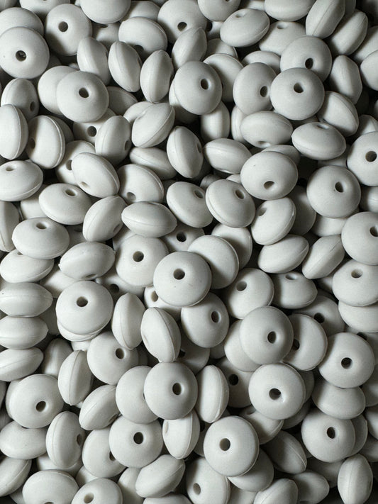 Smoke Gray Custom 12mm Solid Color Lentil Bead