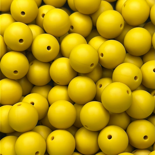 Mustard Yellow 15mm Solid Color Silicone Bead