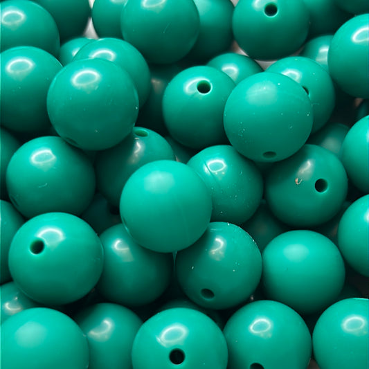 Emerald 15mm Solid Color Silicone Bead