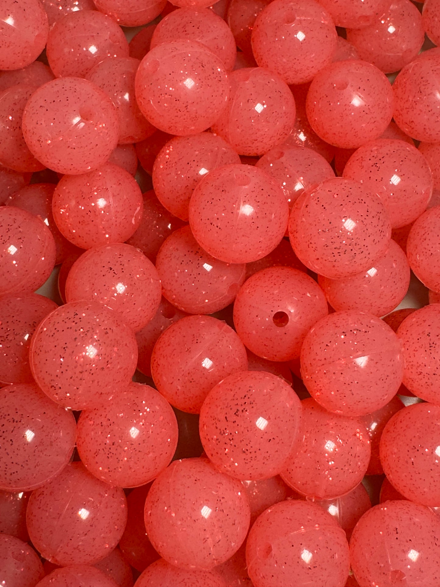 Red 15mm Jelly Silicone Glitter Bead