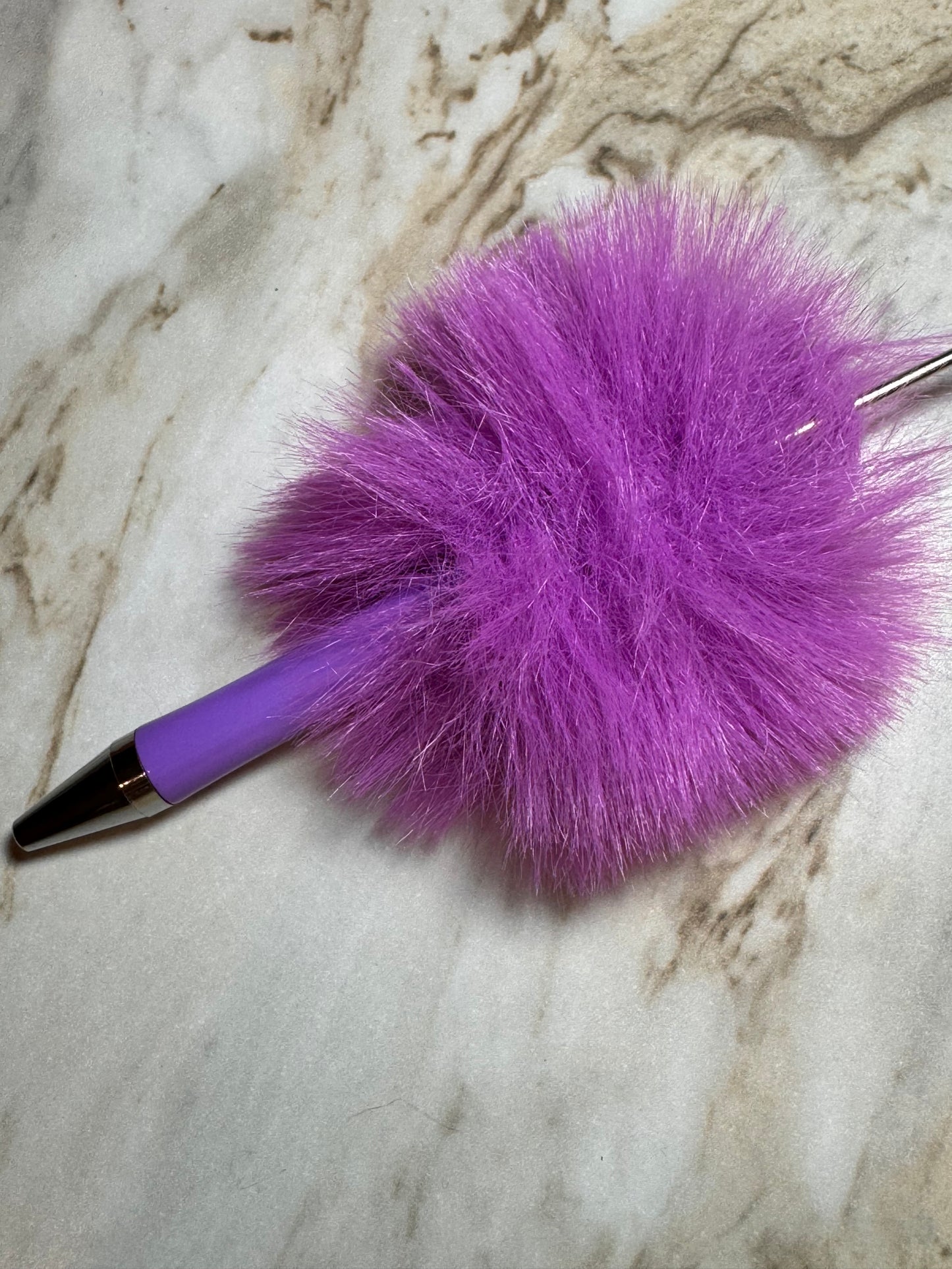 Fuzzy Plush Beadable Plastic Pen