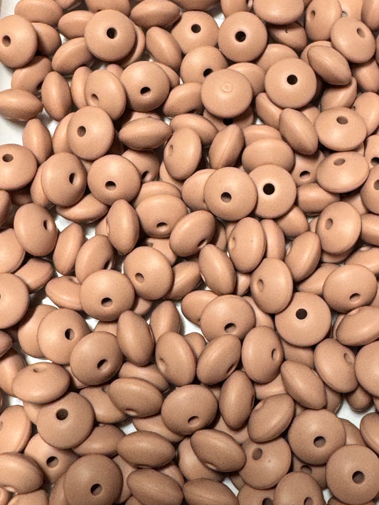Cocoa 12mm Solid Color Lentil Bead