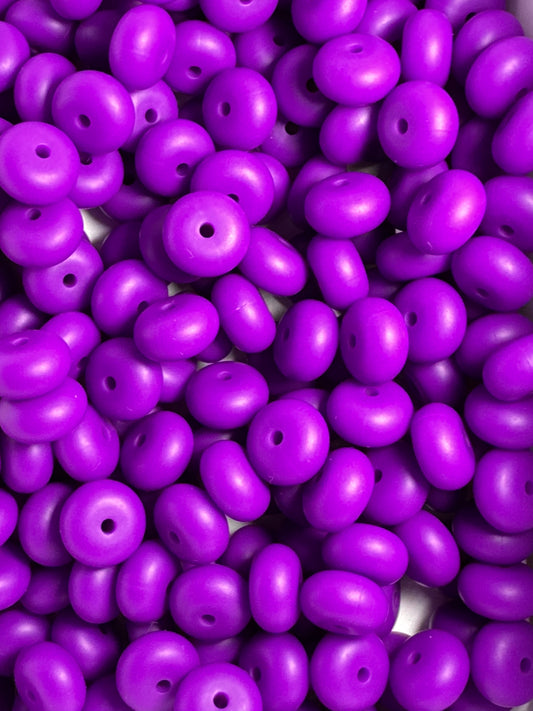 Dark Purple 14mm Solid Color Abacus Silicone Bead