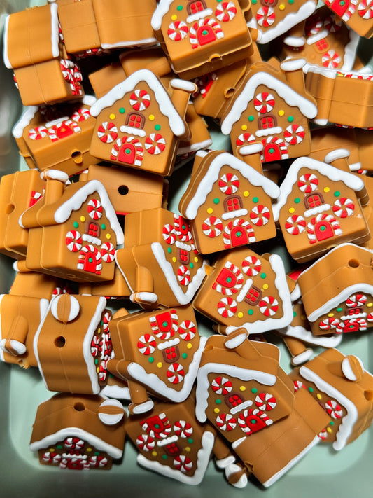 Brown Gingerbread House 3D Silicone Focal