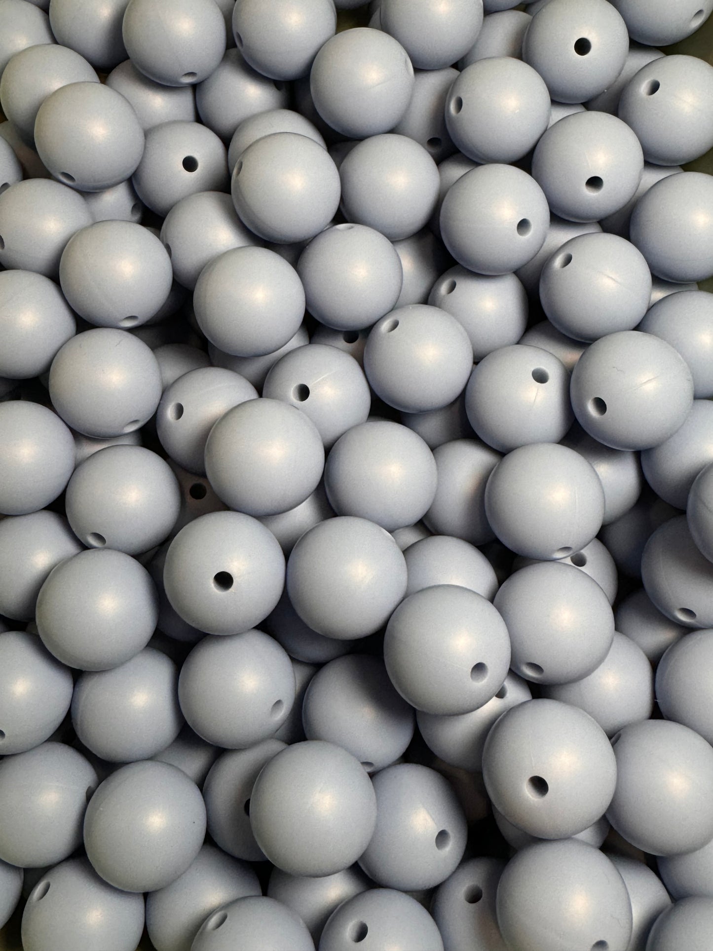 Dusty Blue 15mm Solid Color Silicone Bead