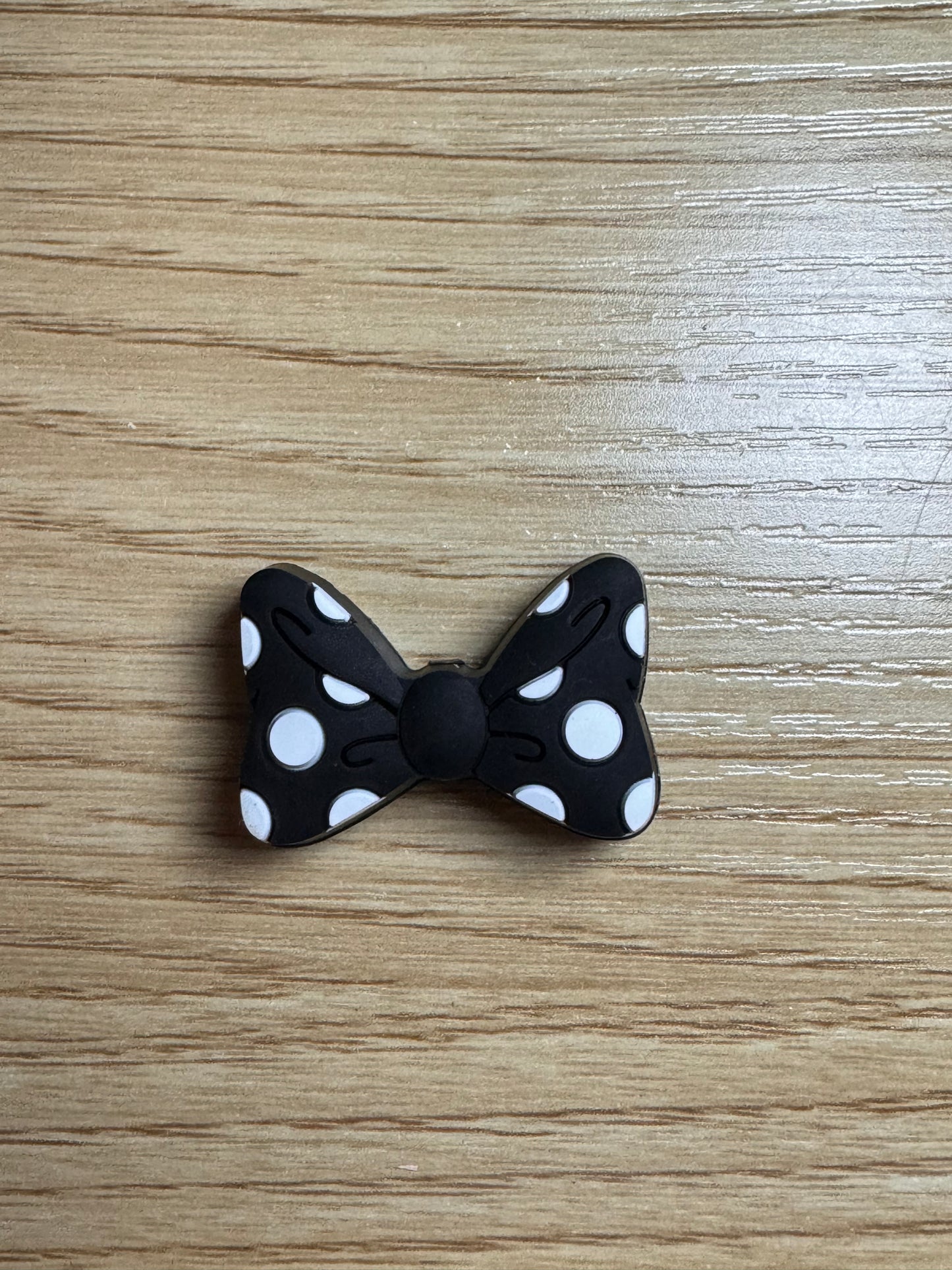 Custom Black PolkaDot Bow Silicone Focal